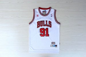 Maillot De Basket Chicago Bulls Dennis Rodman 91 Eyed Engrener Fan Version Blanc